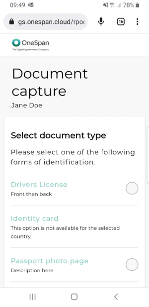 ID Verification - Identity Verification screen